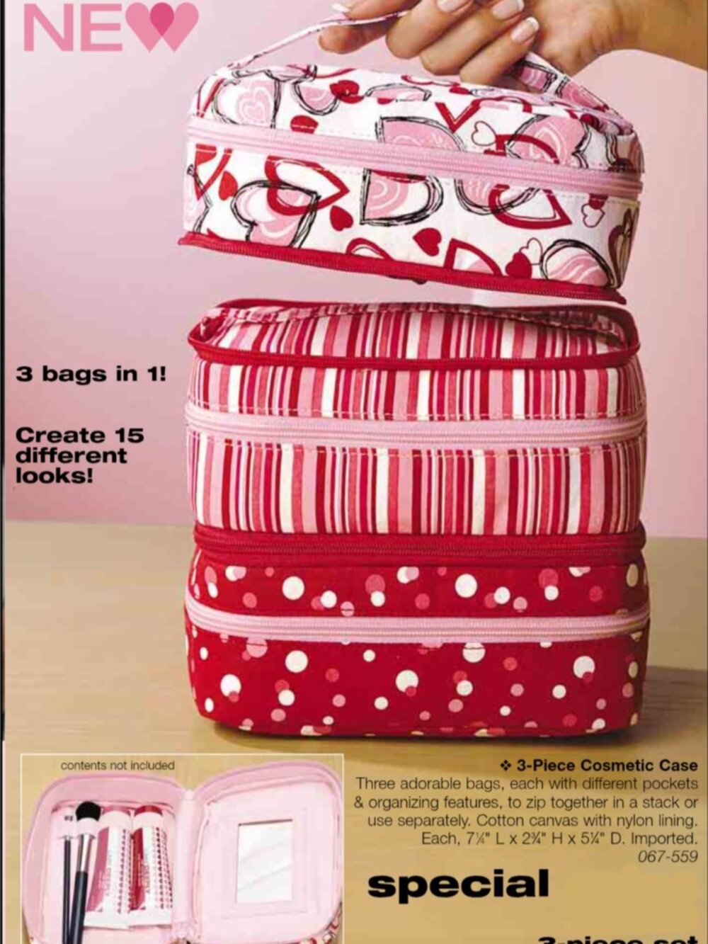 Vintage Avon Multi-Compartment Detachable 3 in 1 Travel Modular Cosmetic Bag Set